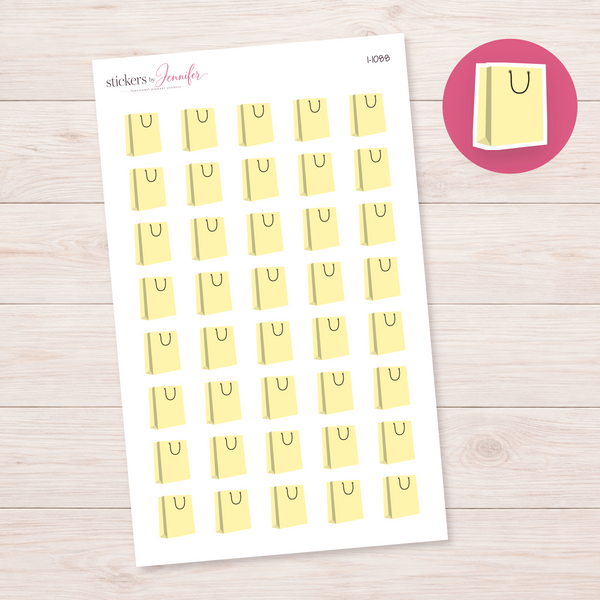 Pale Yellow Shopping Bag Planner Stickers | I-1088
