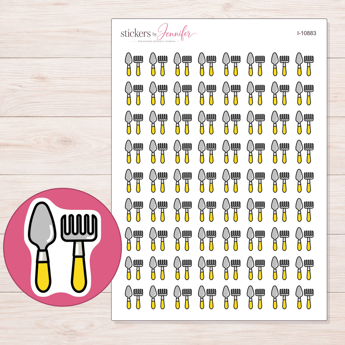 I-10883 planner sticker sheet with enlarged sticker detail