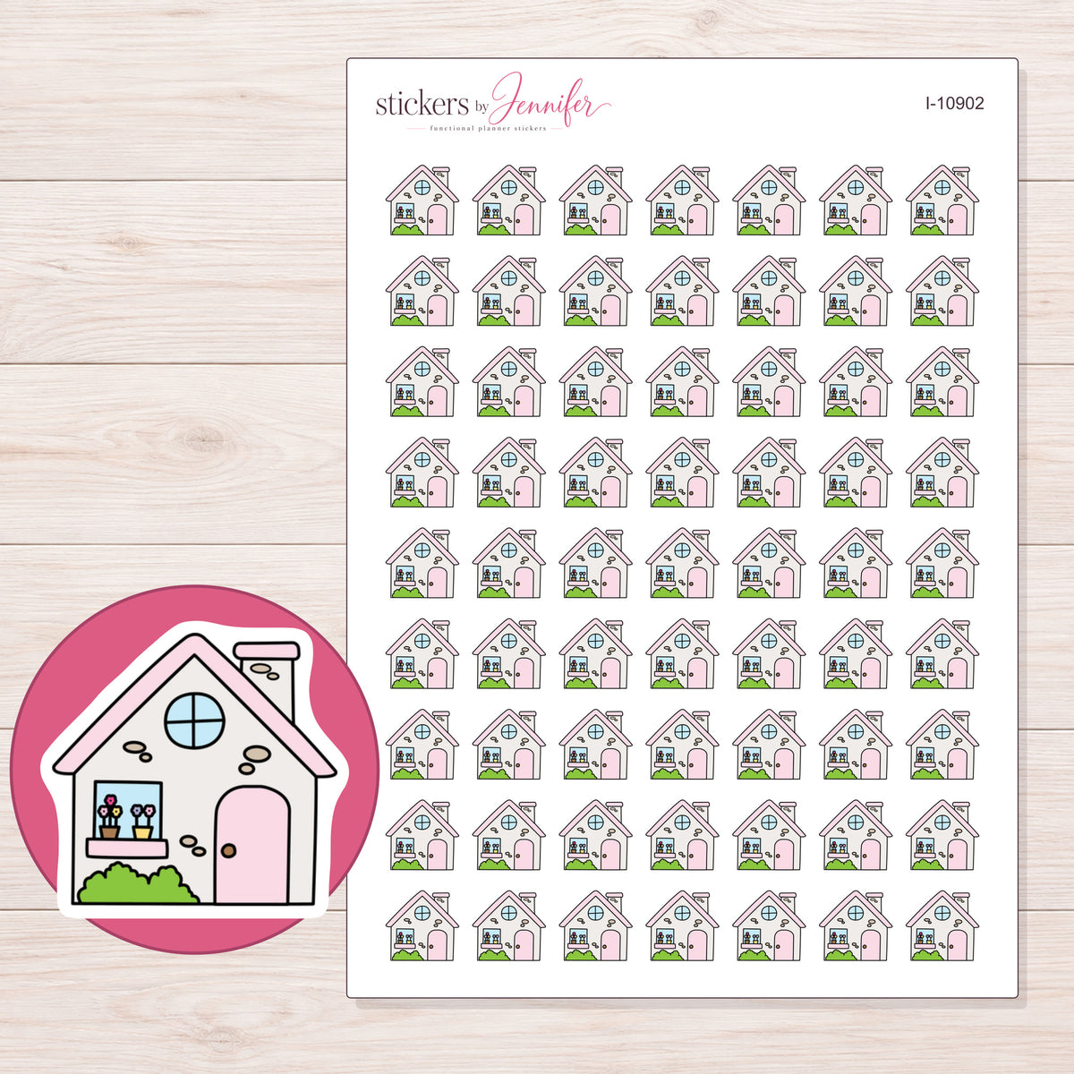 I-10902 planner sticker sheet with enlarged sticker detail