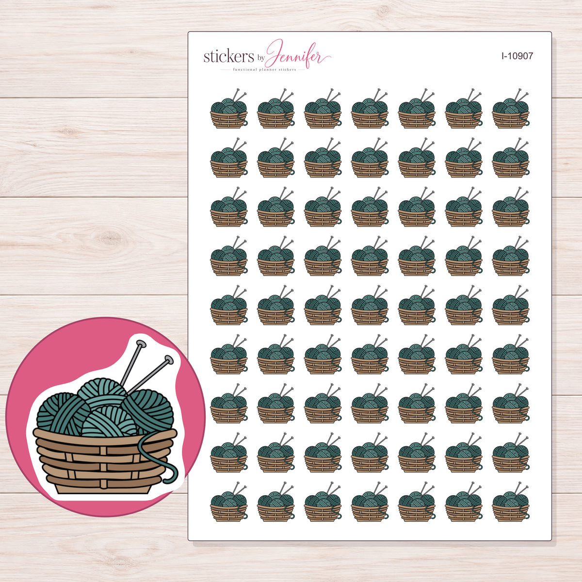 I-10907 planner sticker sheet with enlarged sticker detail