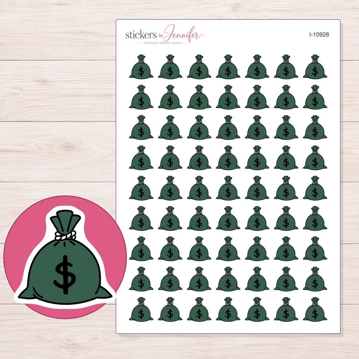I-10928 planner sticker sheet with enlarged sticker detail