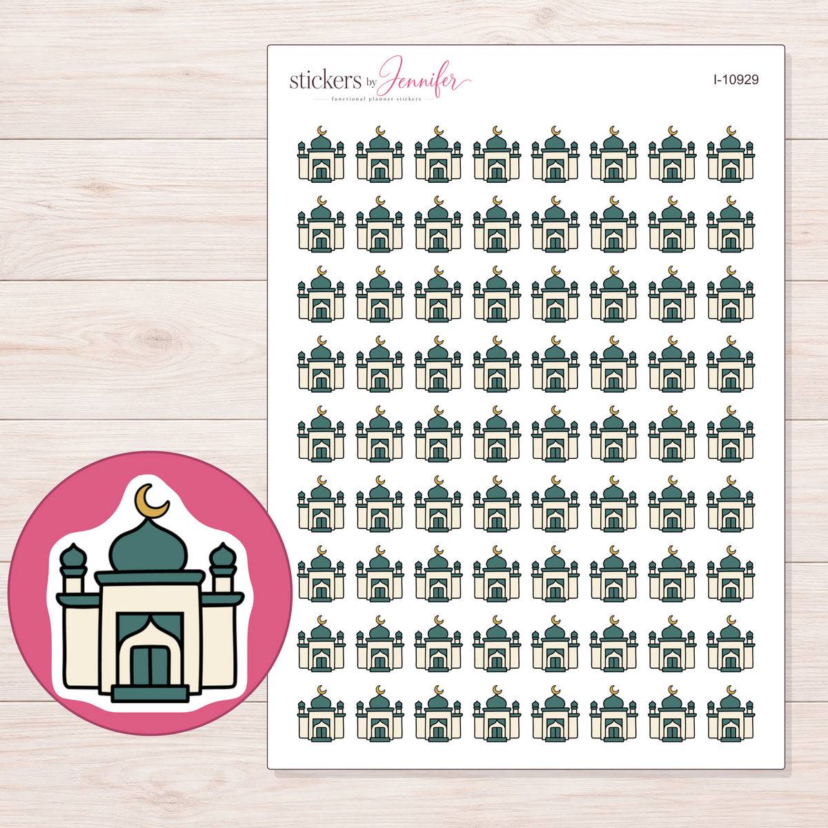 I-10929 planner sticker sheet with enlarged sticker detail