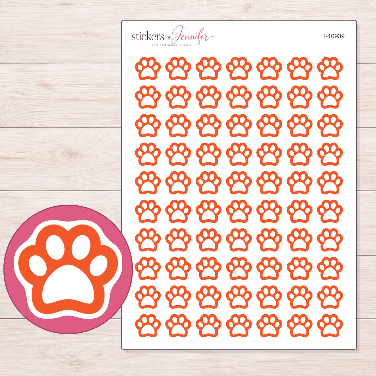 I-10939 planner sticker sheet with enlarged sticker detail