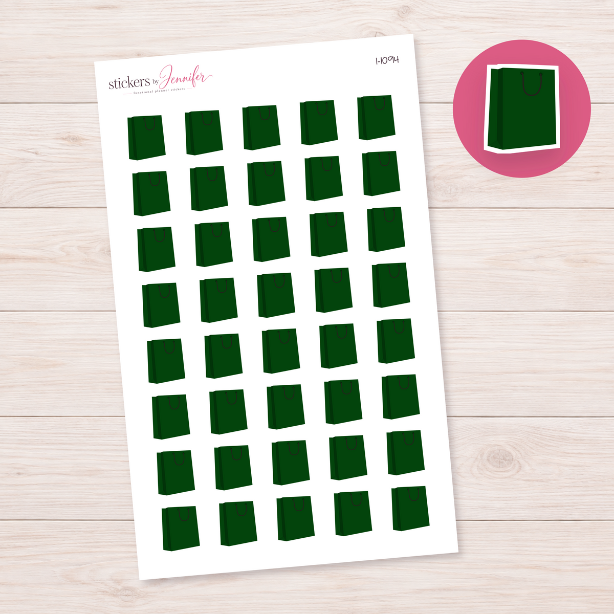 Green Shopping Bag Planner Stickers | I-1094