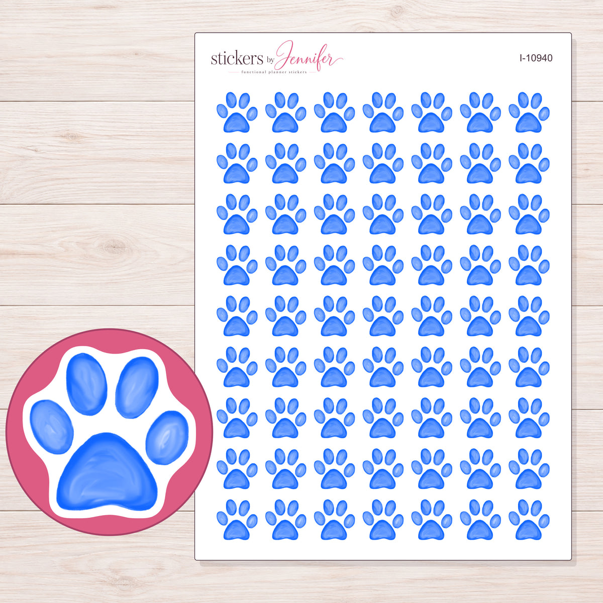 I-10940 planner sticker sheet with enlarged sticker detail
