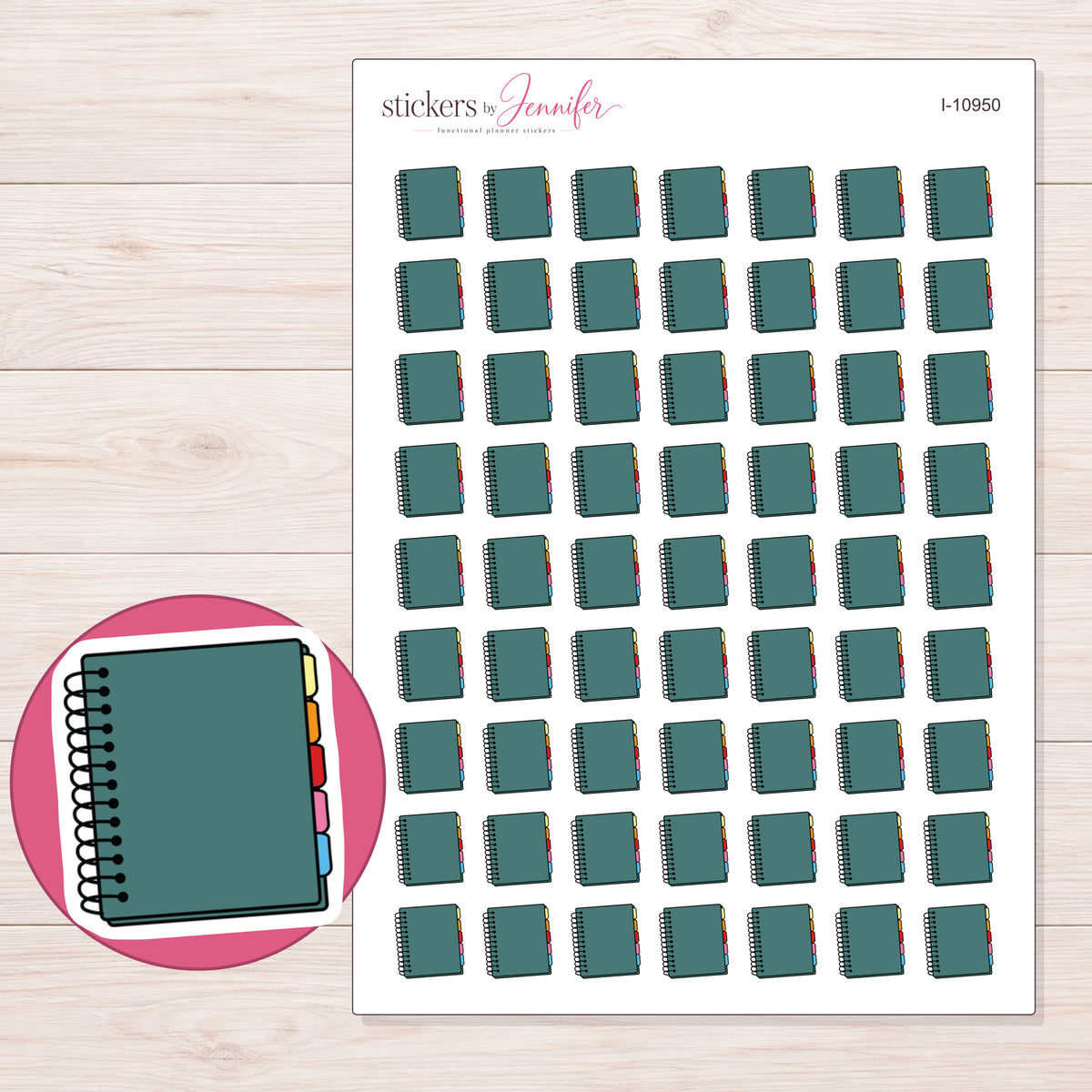 I-10950 planner sticker sheet with enlarged sticker detail