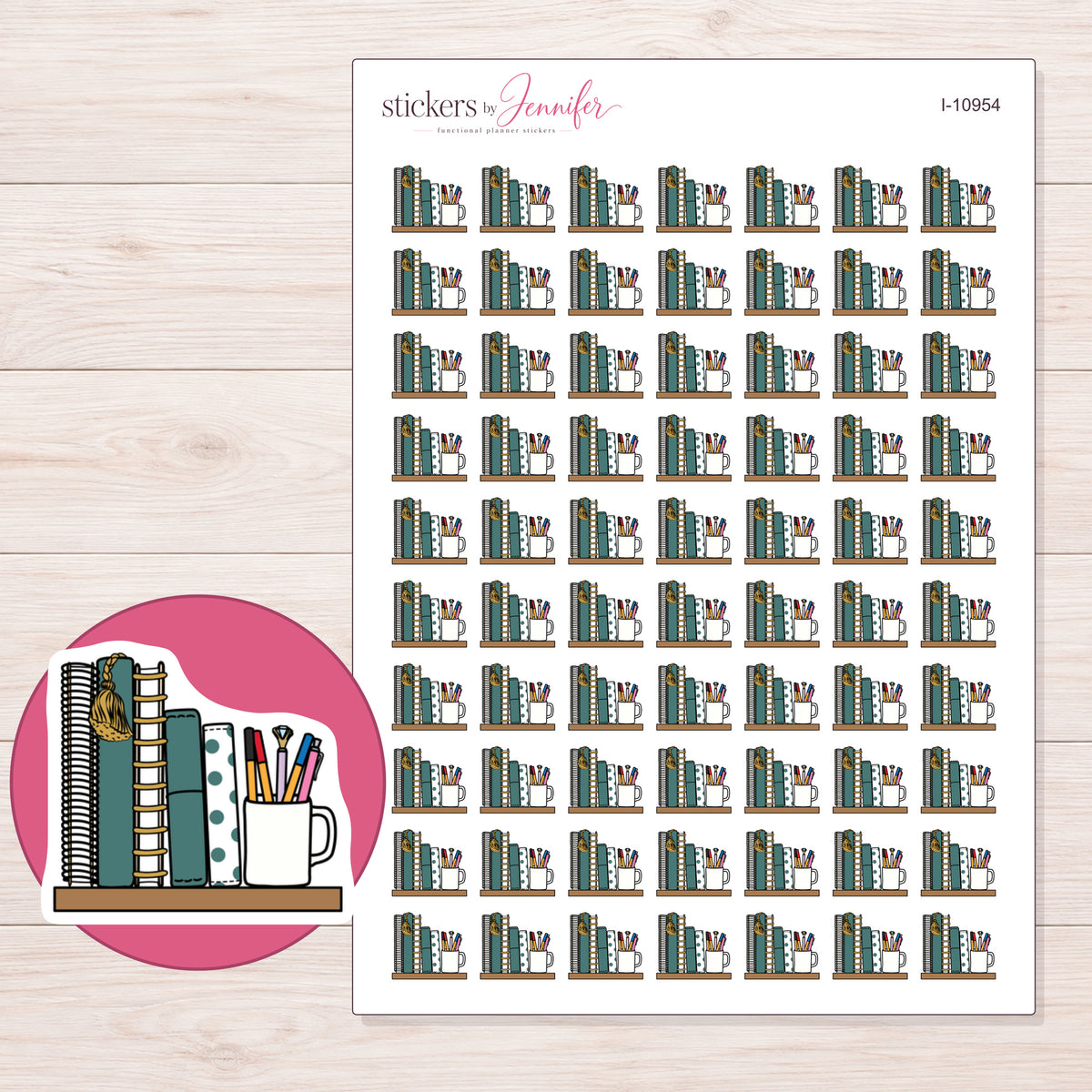 I-10954 planner sticker sheet with enlarged sticker detail