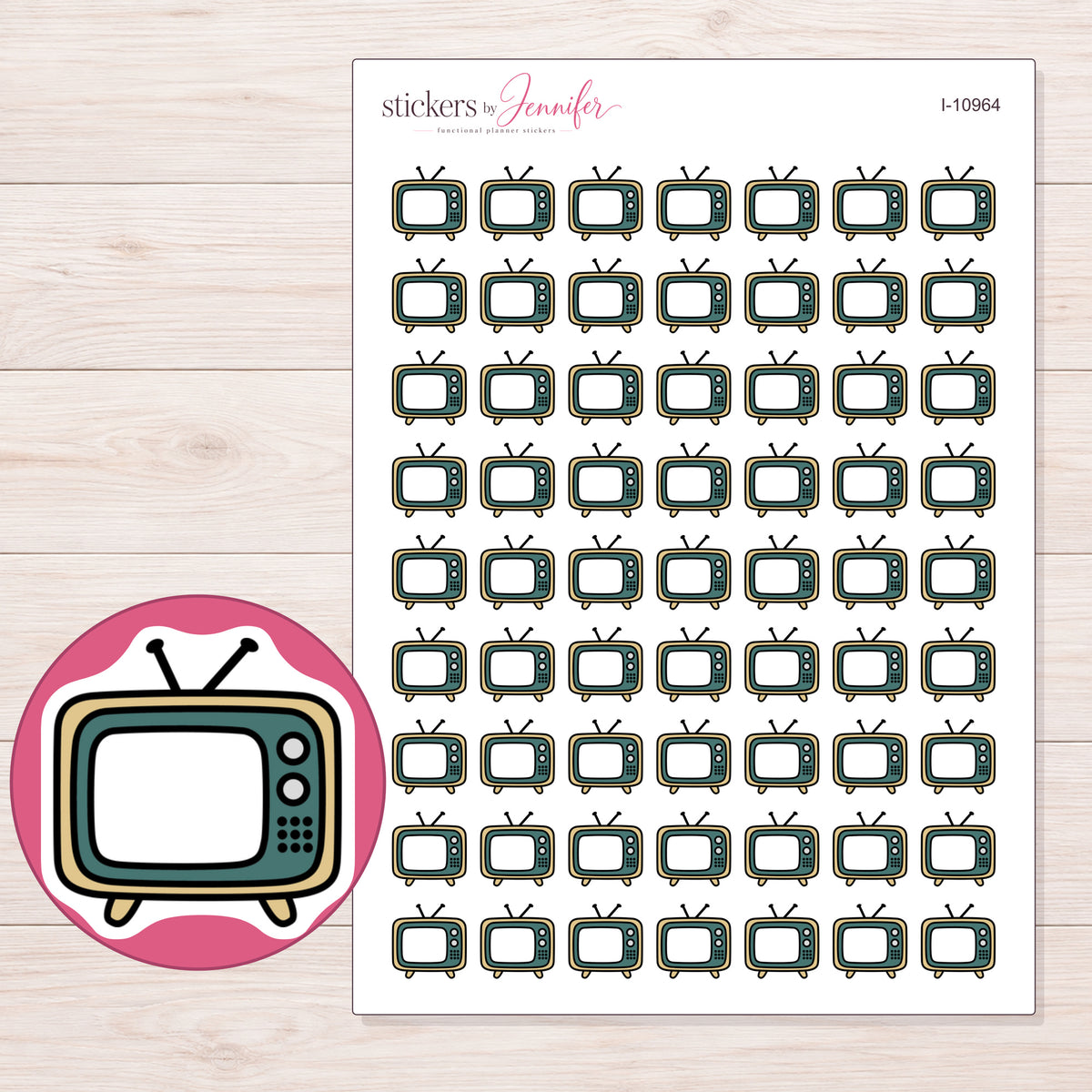 I-10964 planner sticker sheet with enlarged sticker detail