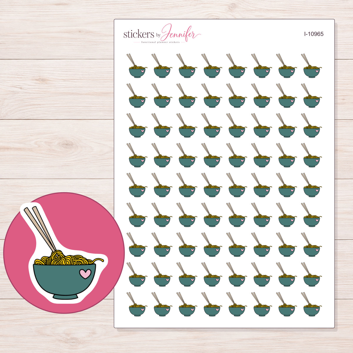 I-10965 planner sticker sheet with enlarged sticker detail