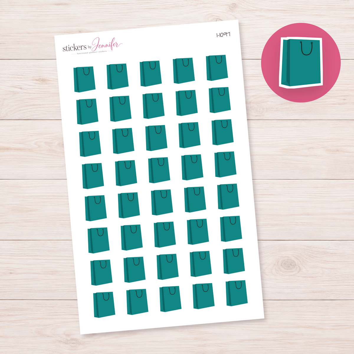 Turquoise Shopping Bag Planner Stickers | I-1097