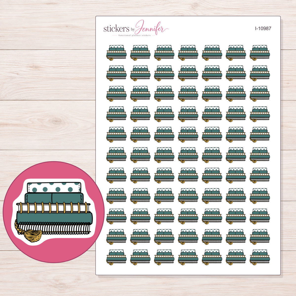 I-10987 planner sticker sheet with enlarged sticker detail