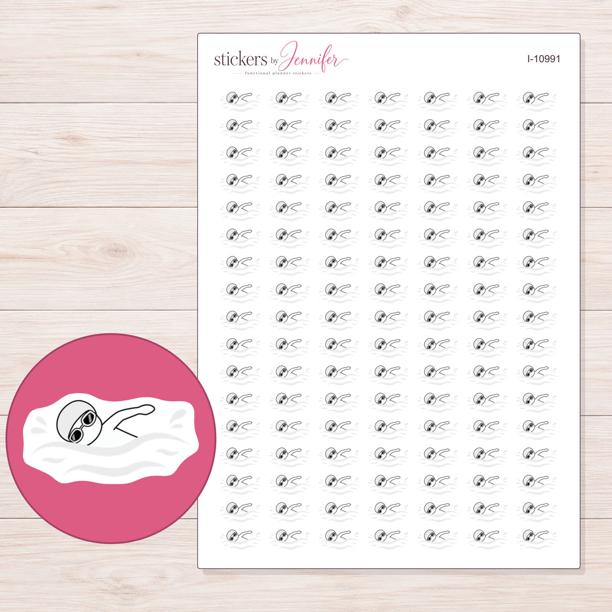 I-10991 planner sticker sheet with enlarged sticker detail