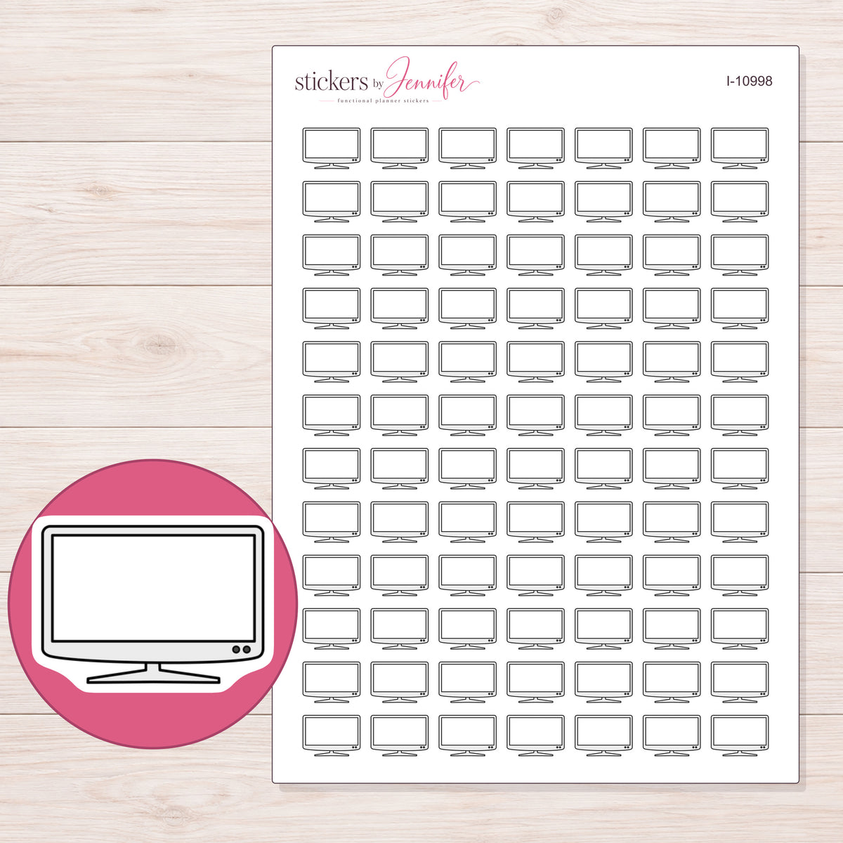 I-10998 planner sticker sheet with enlarged sticker detail