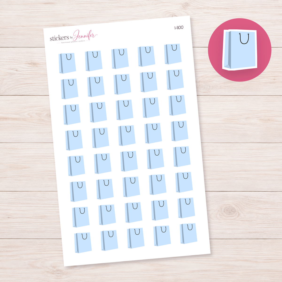 Pale Blue Shopping Bag Planner Stickers | I-1100
