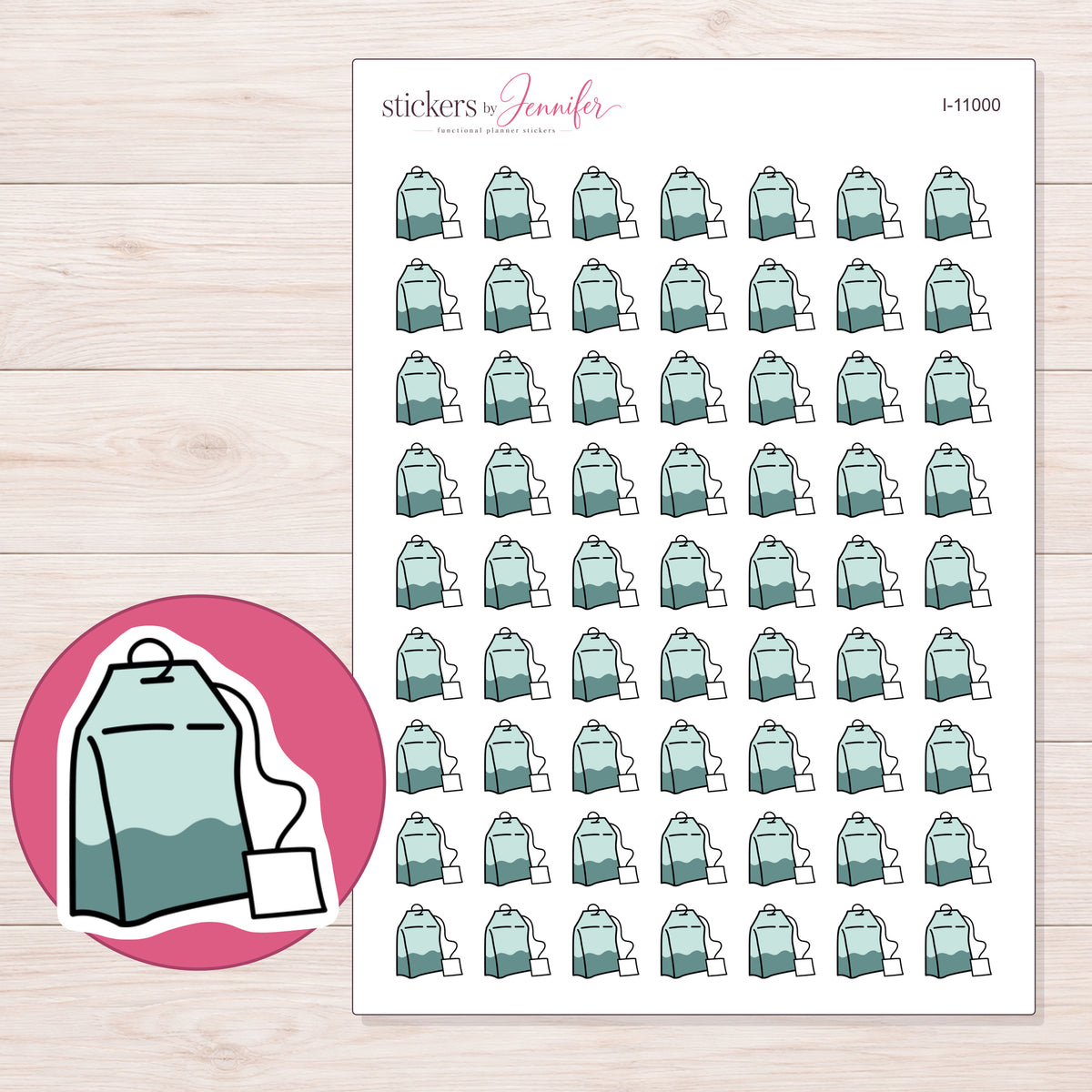 I-11000 planner sticker sheet with enlarged sticker detail
