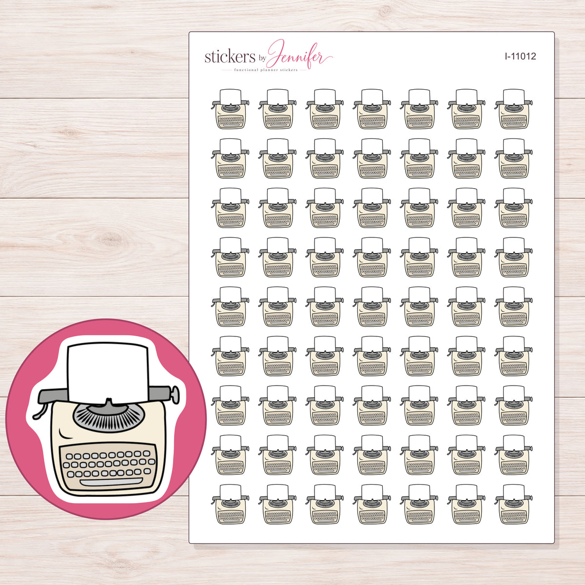 I-11012 planner sticker sheet with enlarged sticker detail