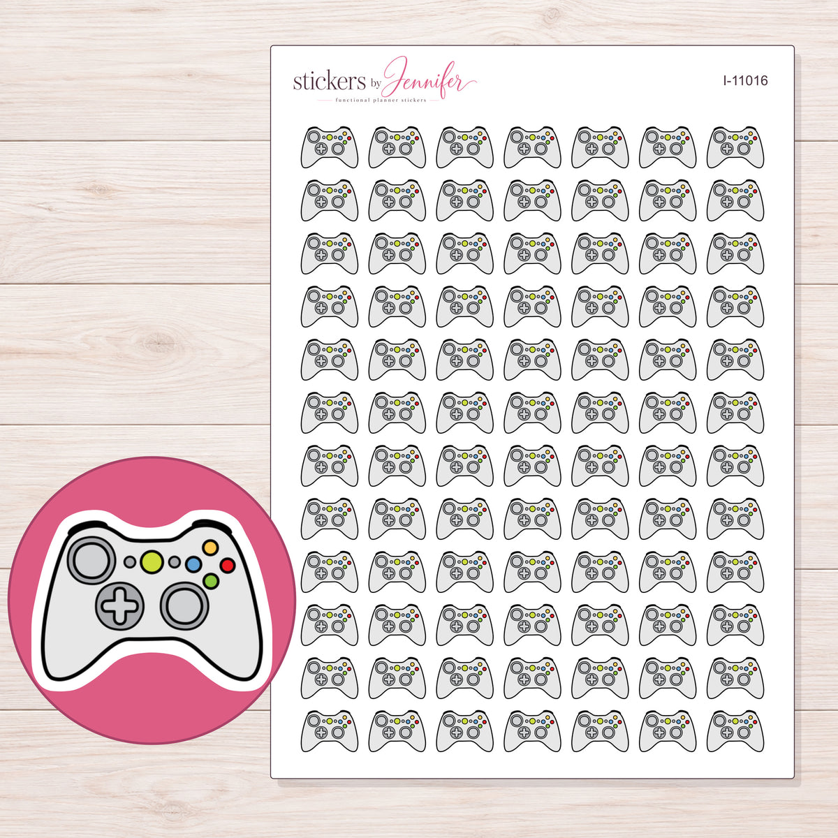 I-11016 planner sticker sheet with enlarged sticker detail