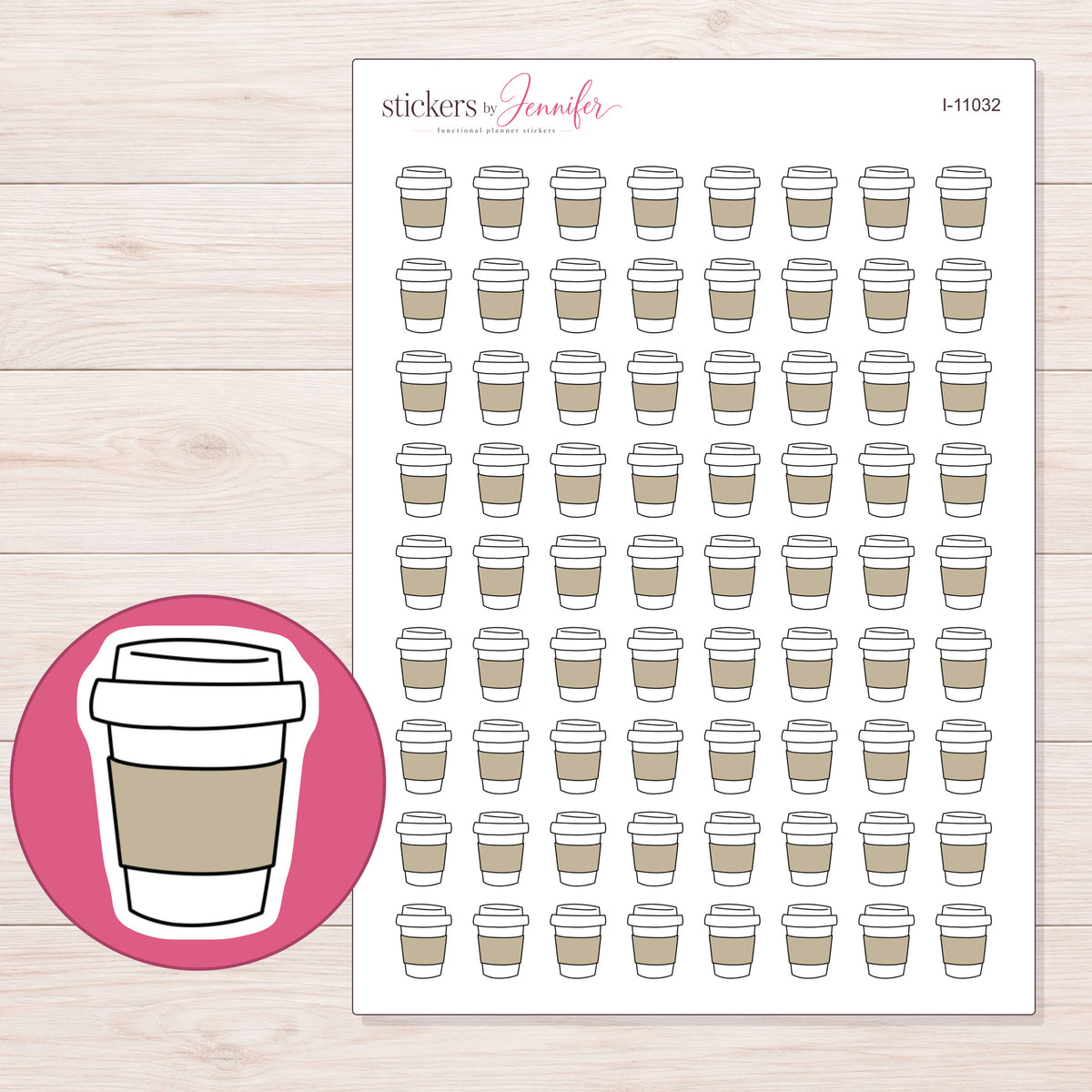 I-11032 planner sticker sheet with enlarged sticker detail