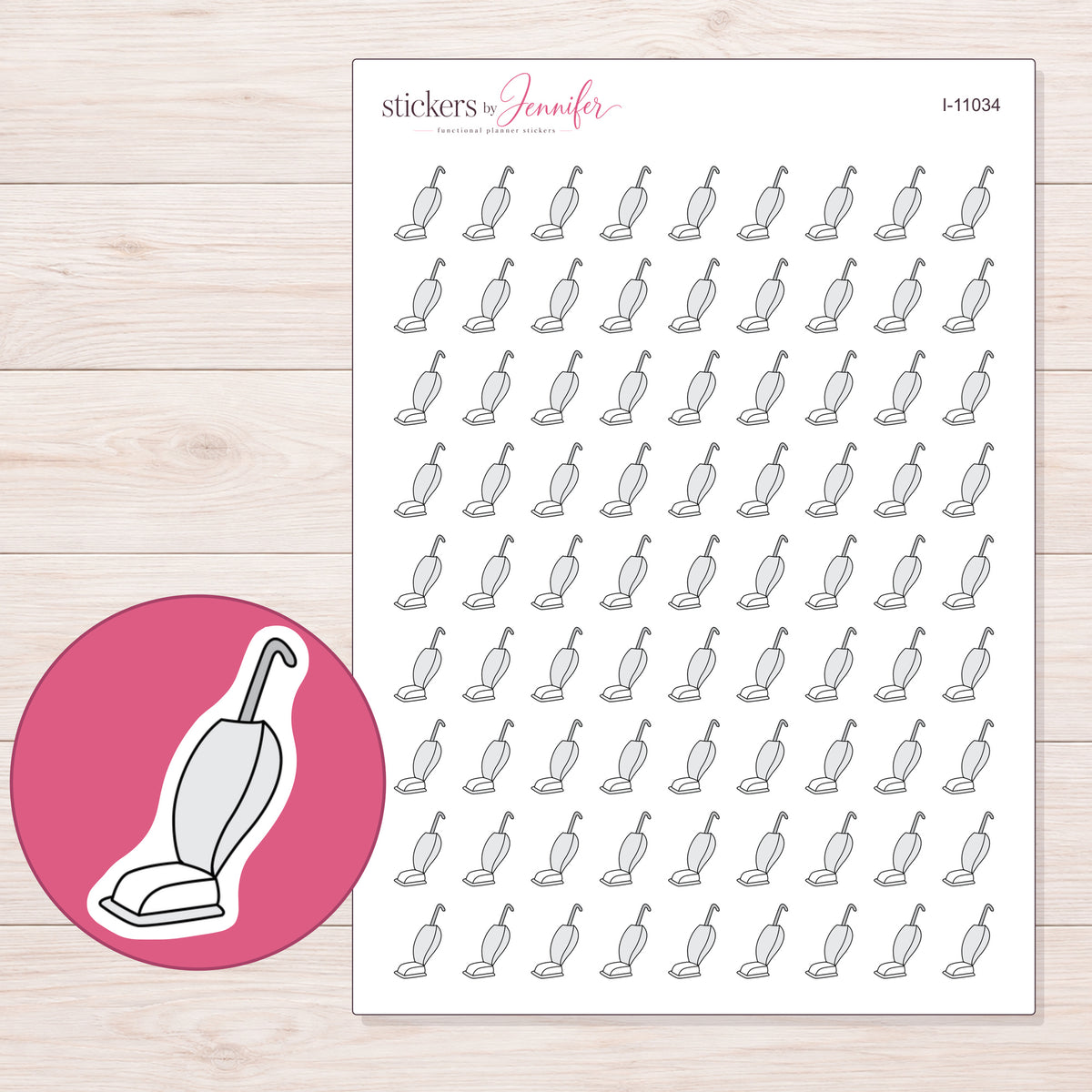 I-11034 planner sticker sheet with enlarged sticker detail