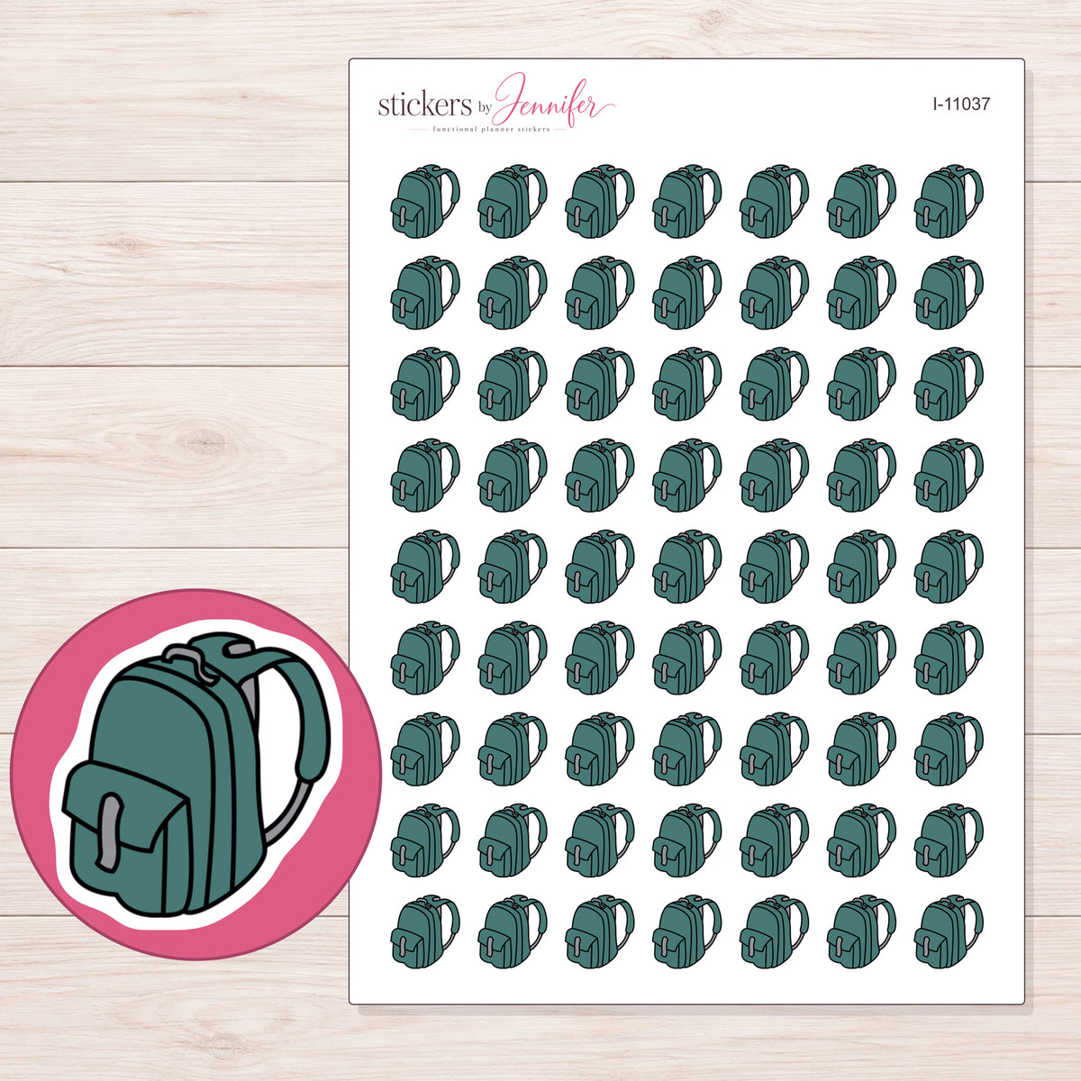 I-11037 planner sticker sheet with enlarged sticker detail