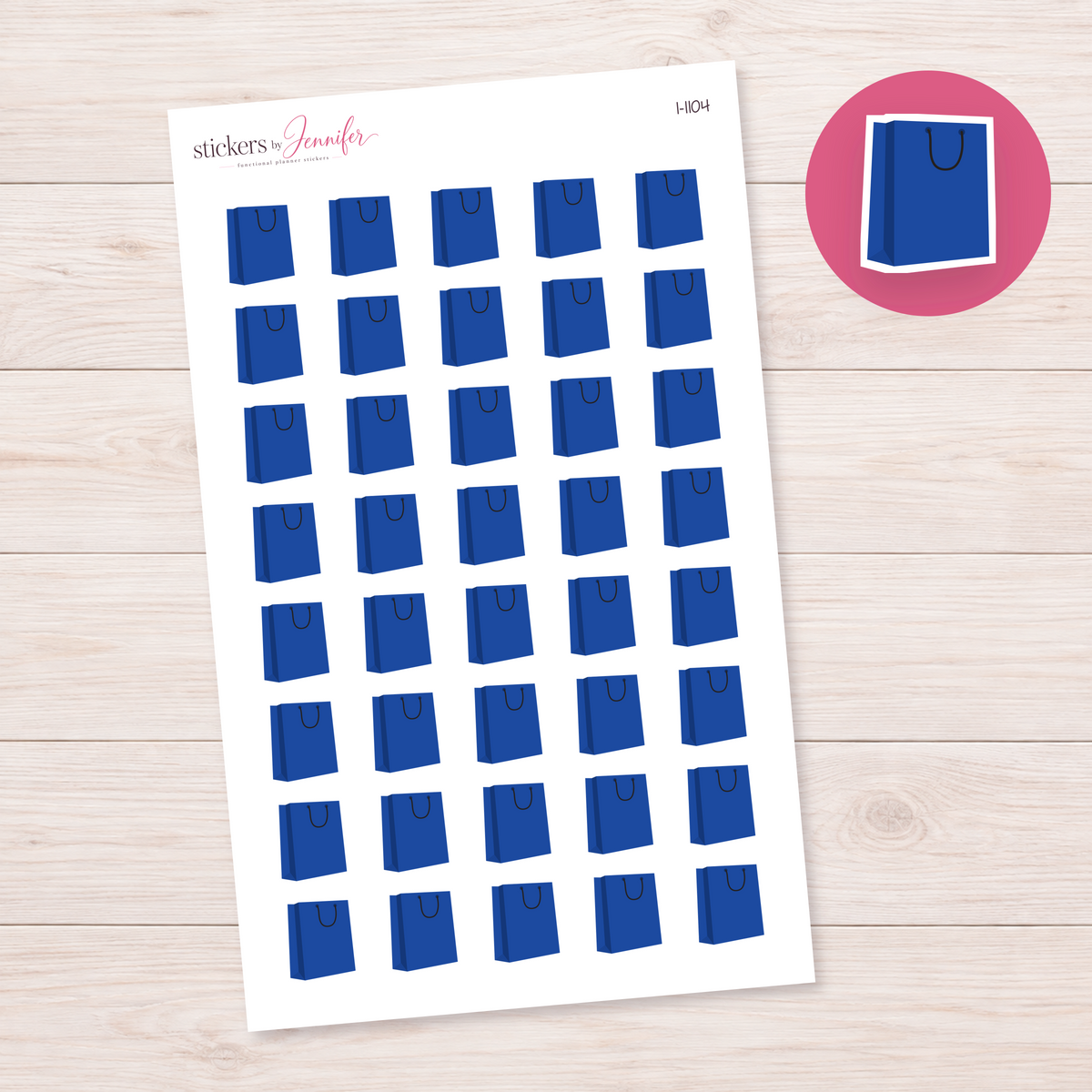 Royal Blue Shopping Bag Planner Stickers | I-1104