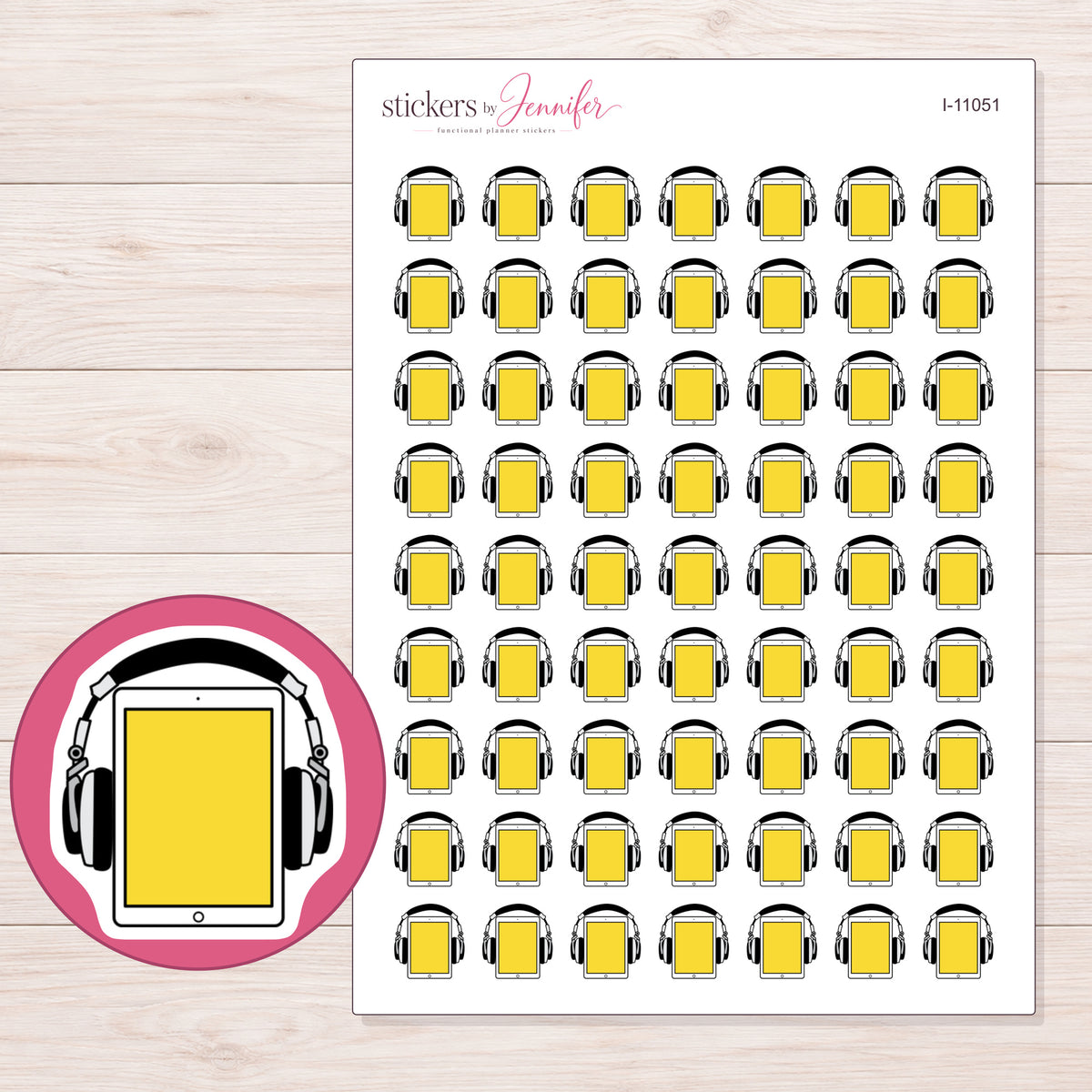 I-11051 planner sticker sheet with enlarged sticker detail