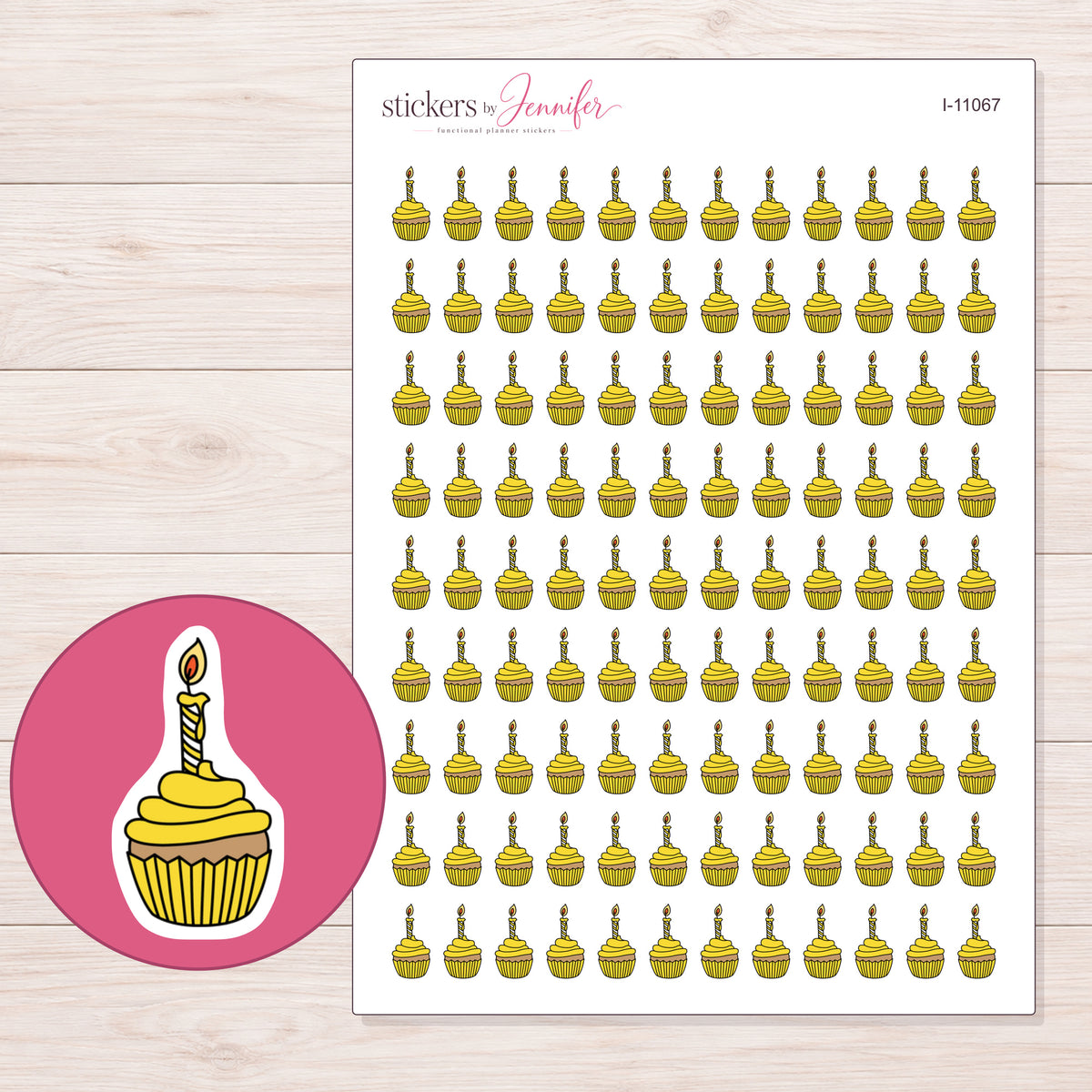 I-11067 planner sticker sheet with enlarged sticker detail