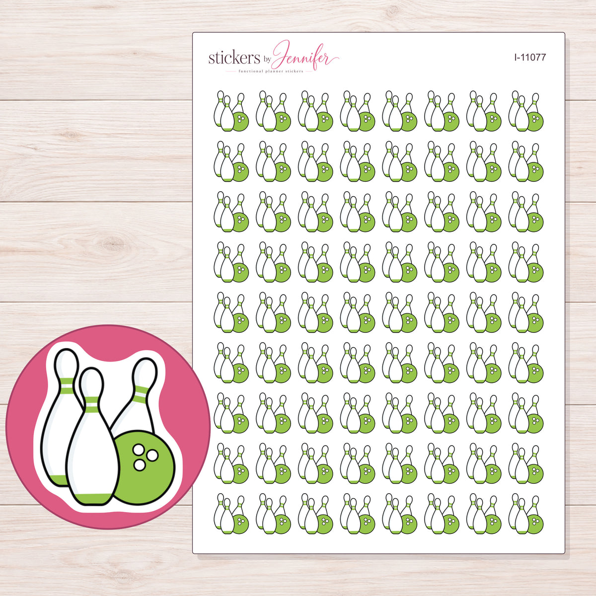 I-11077 planner sticker sheet with enlarged sticker detail