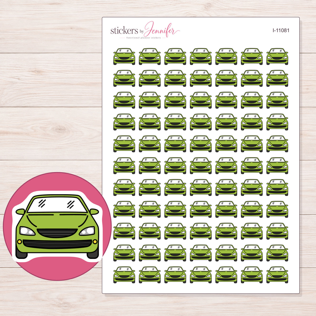 I-11081 planner sticker sheet with enlarged sticker detail
