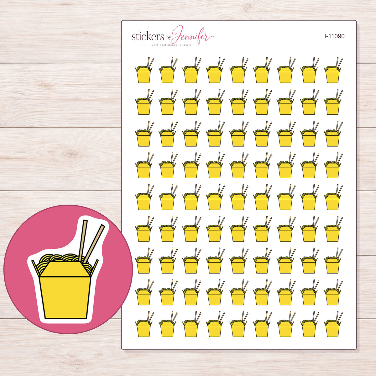 I-11090 planner sticker sheet with enlarged sticker detail
