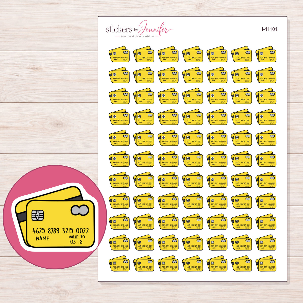 I-11101 planner sticker sheet with enlarged sticker detail