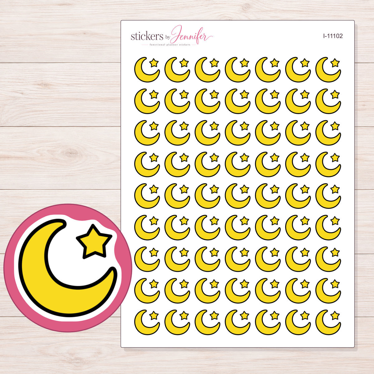 I-11102 planner sticker sheet with enlarged sticker detail