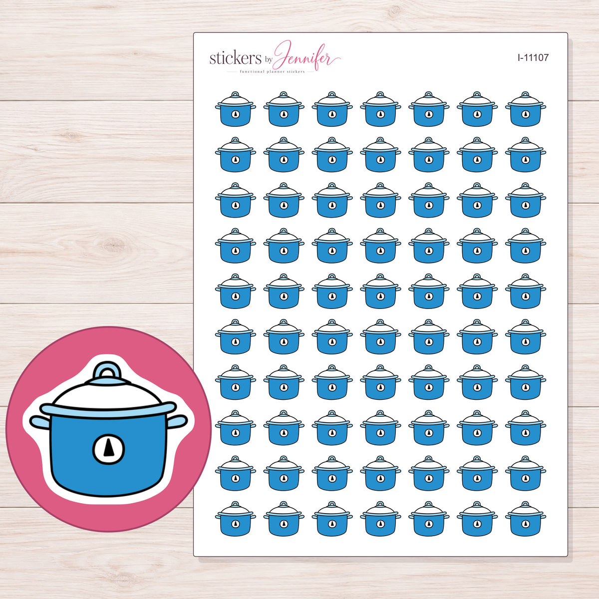 I-11107 planner sticker sheet with enlarged sticker detail