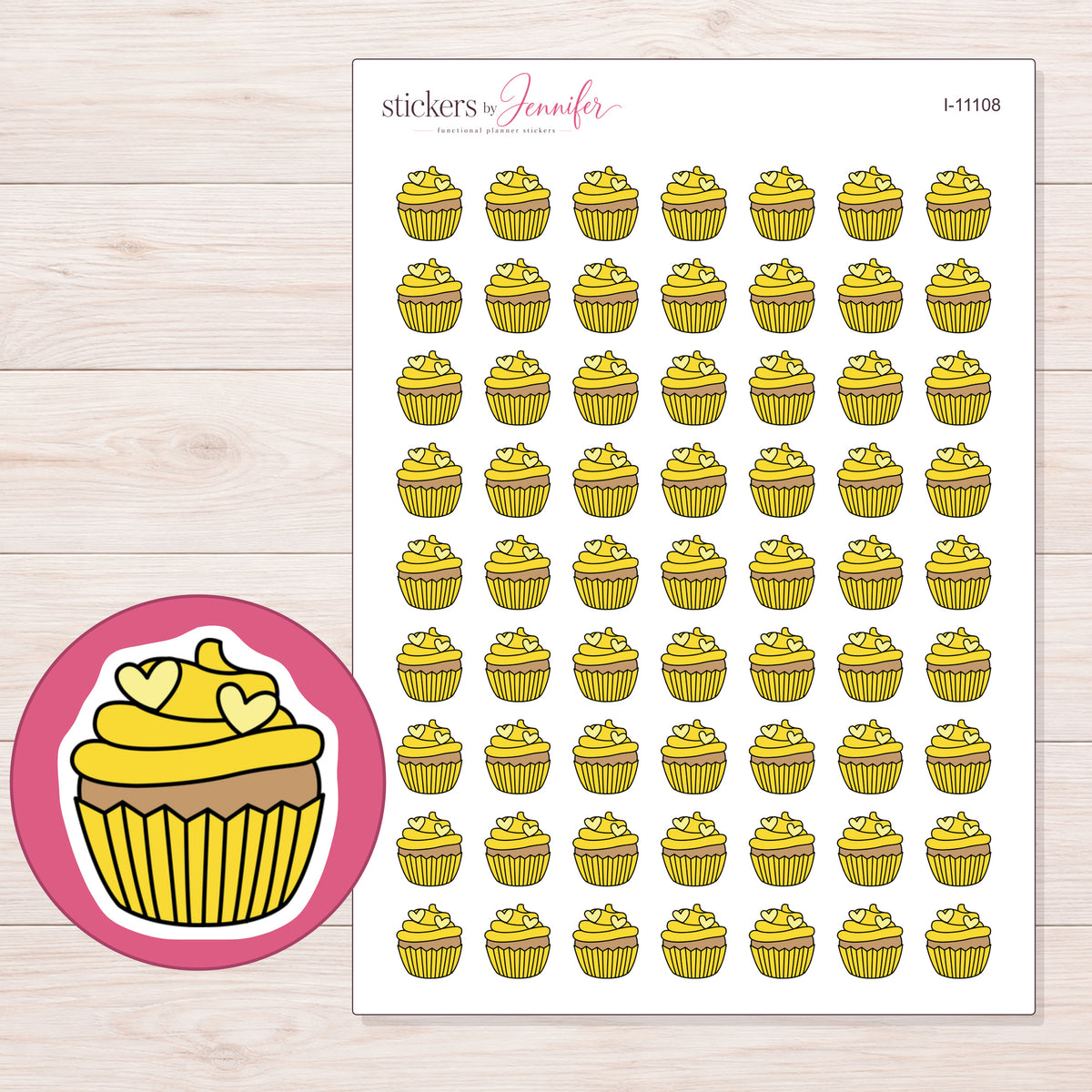I-11108 planner sticker sheet with enlarged sticker detail