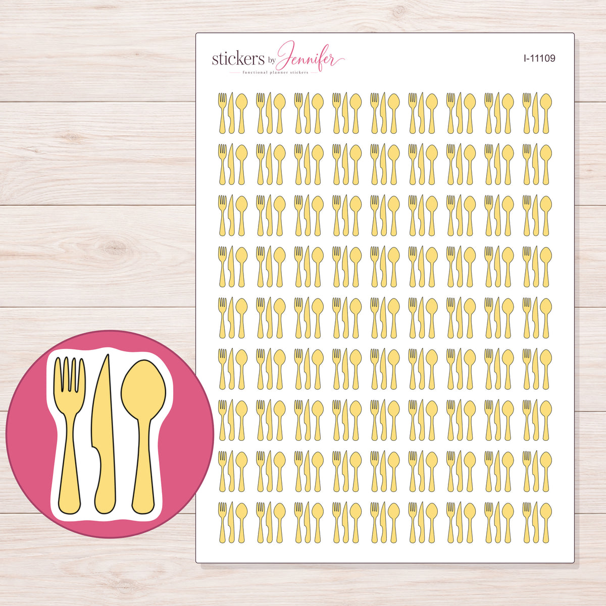 I-11109 planner sticker sheet with enlarged sticker detail