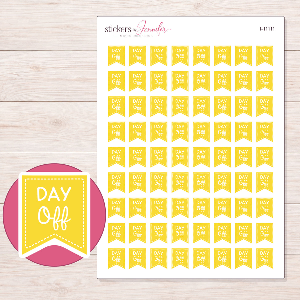 I-11111 planner sticker sheet with enlarged sticker detail