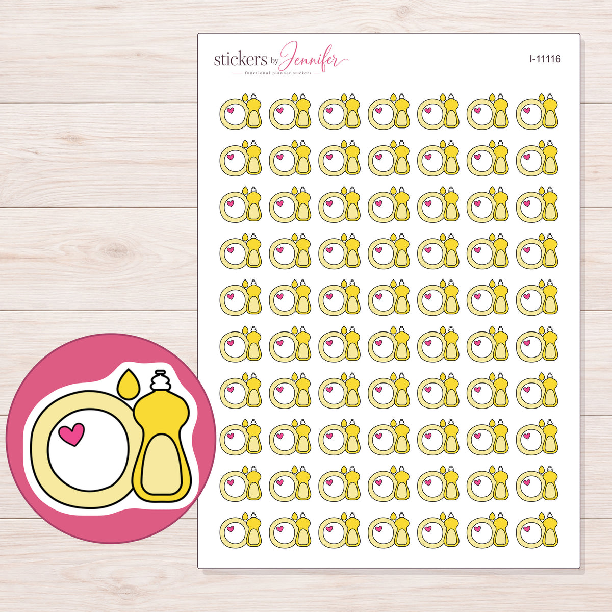 I-11116 planner sticker sheet with enlarged sticker detail
