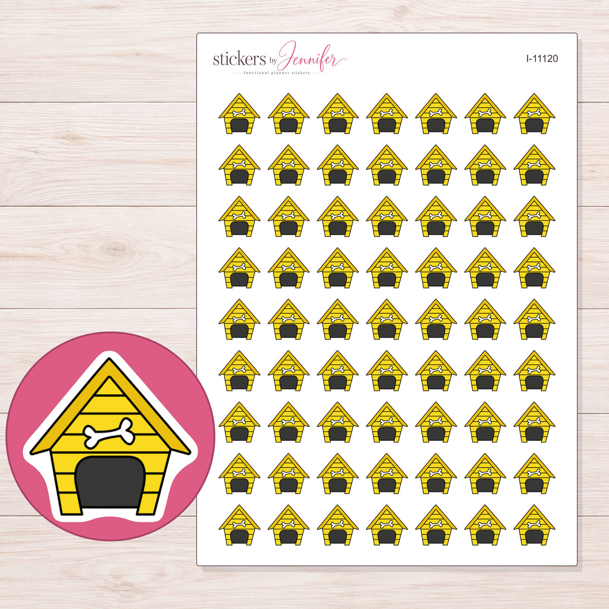 I-11120 planner sticker sheet with enlarged sticker detail