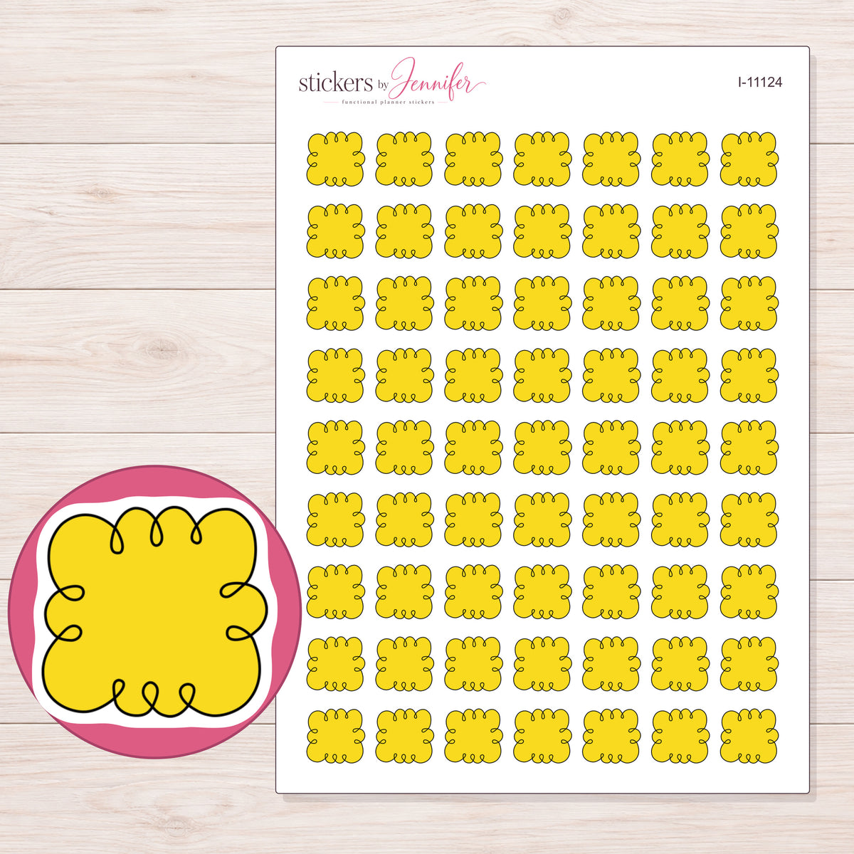 I-11124 planner sticker sheet with enlarged sticker detail