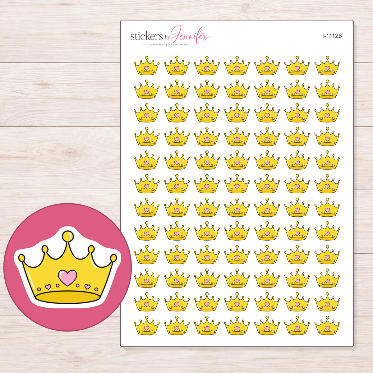 I-11126 planner sticker sheet with enlarged sticker detail