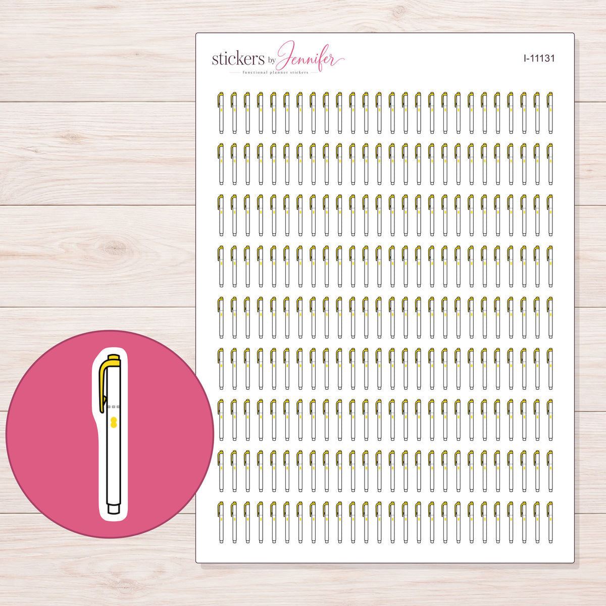 I-11131 planner sticker sheet with enlarged sticker detail