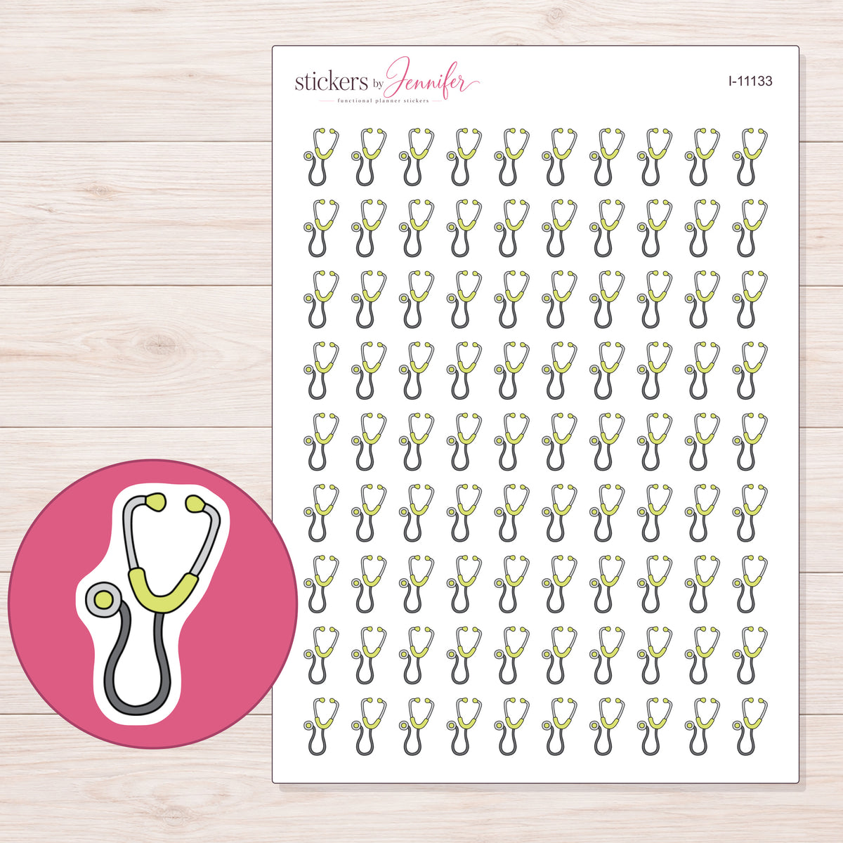 I-11133 planner sticker sheet with enlarged sticker detail