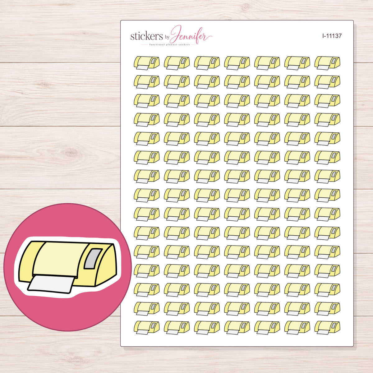 I-11137 planner sticker sheet with enlarged sticker detail