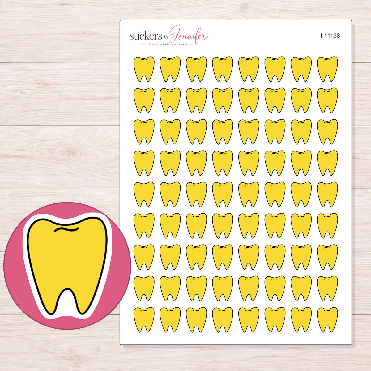 I-11138 planner sticker sheet with enlarged sticker detail