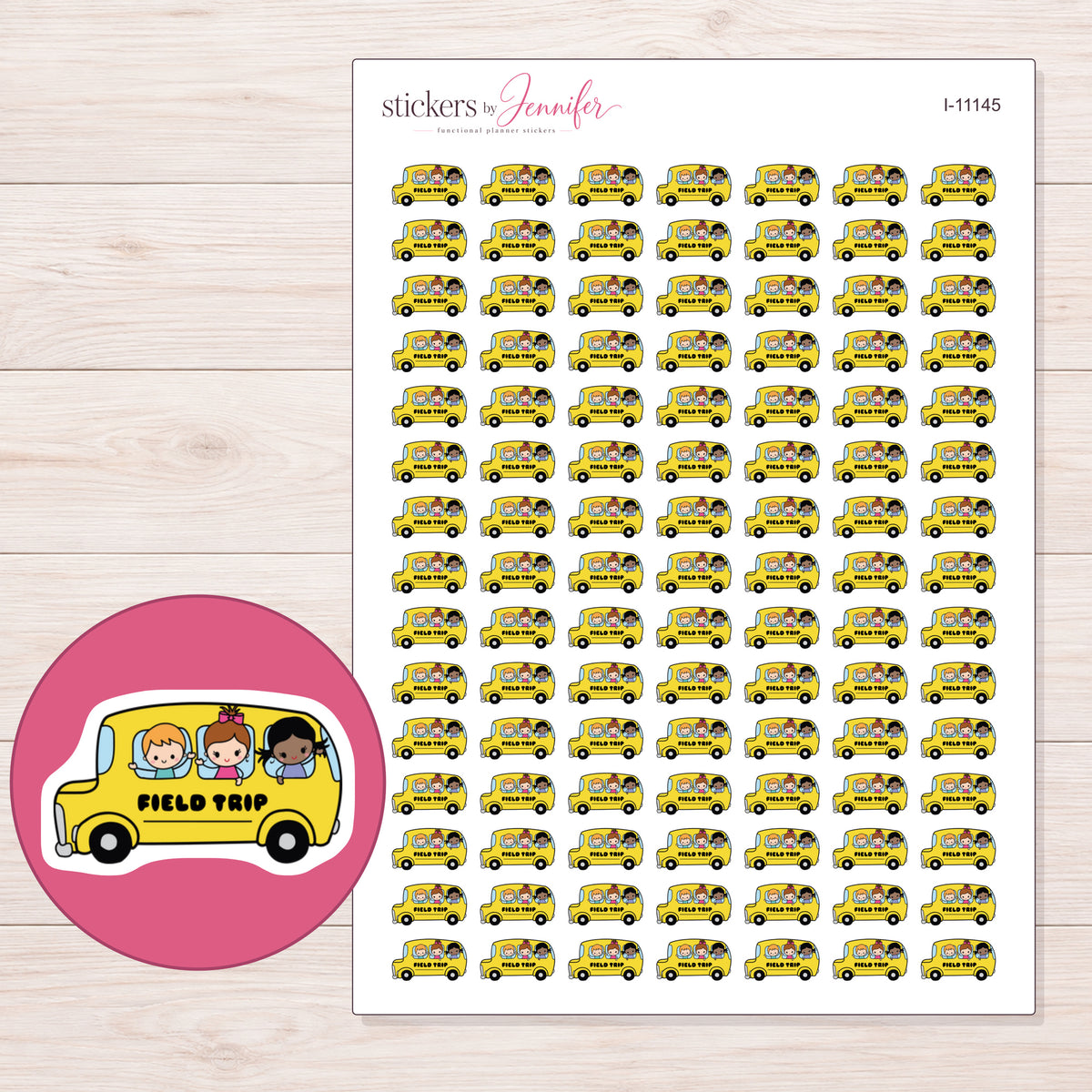 I-11145 planner sticker sheet with enlarged sticker detail