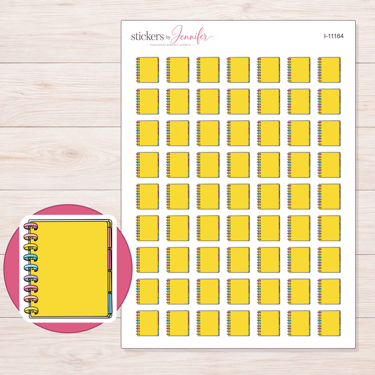 I-11164 planner sticker sheet with enlarged sticker detail