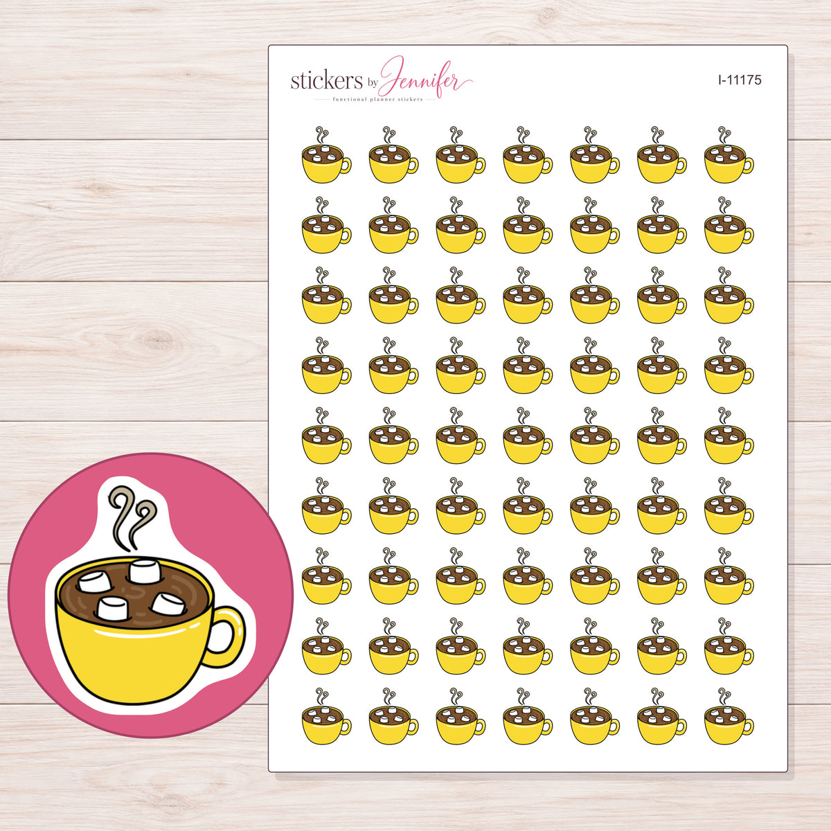 I-11175 planner sticker sheet with enlarged sticker detail
