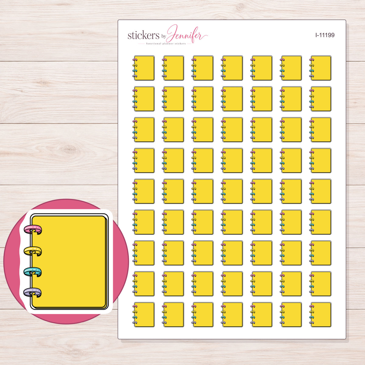 I-11199 planner sticker sheet with enlarged sticker detail