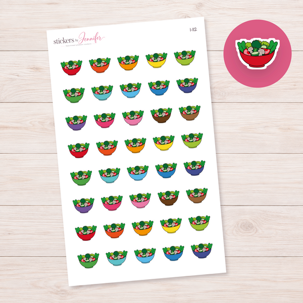 Red Salad Bowl Planner Stickers | I-112