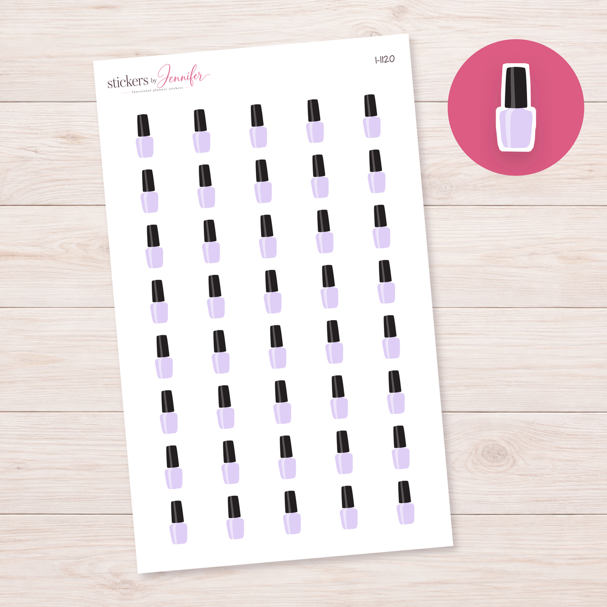 Pale Lavender Nail Polish Bottle Planner Stickers | I-1120